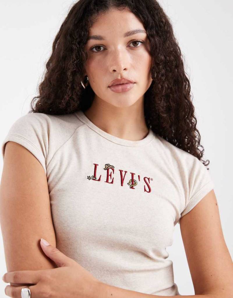 Levi's - Riley - Raglan-T-Shirt in Hellbeige mit Western-Logo-Neutral von Levi's