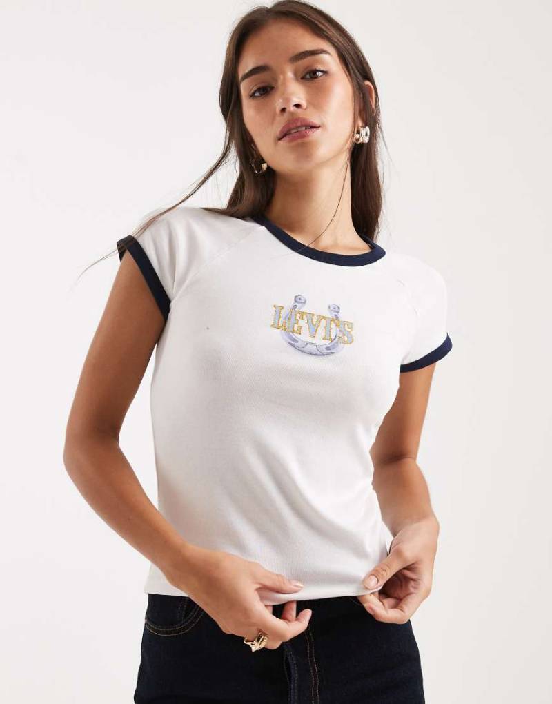 Levi's - Riley - Raglan-T-Shirt in Weiß mit Western-Print von Levi's