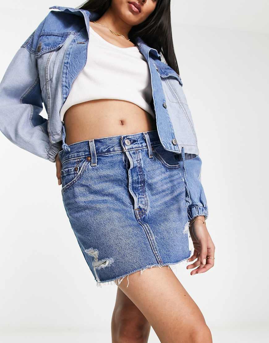 Levi's - Rock in mittelblauer Waschung mit Logo von Levi's