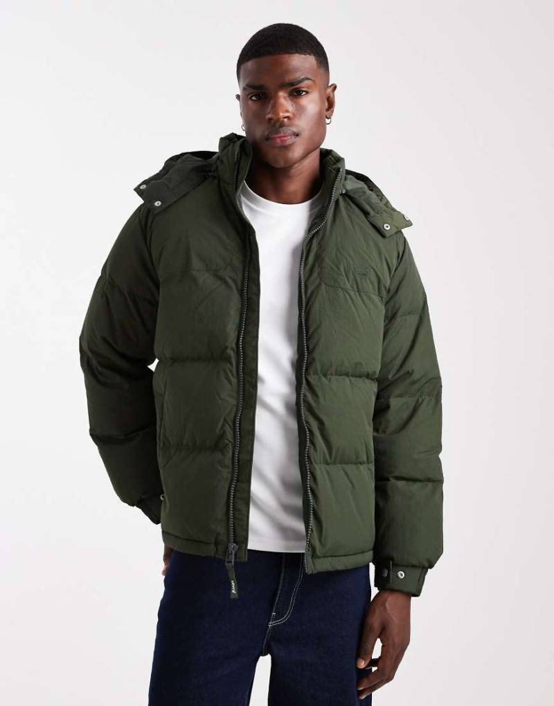 Levi's - Rockridge - Kurze Pufferjacke in Dunkelgrün mit Kapuze von Levi's