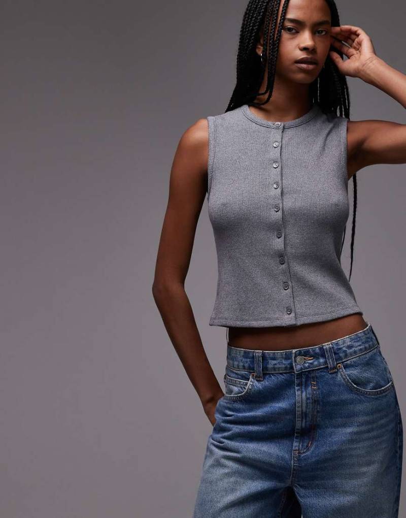 Levi's - Rory - Ärmelloses Oberteil in Grau mit Knopfleiste von Levi's