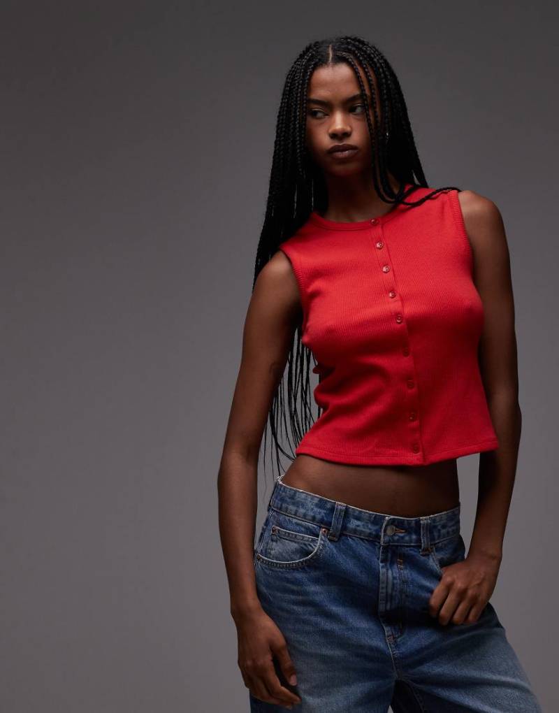 Levi's - Rory - Ärmelloses Oberteil in Rot mit Knopfleiste von Levi's