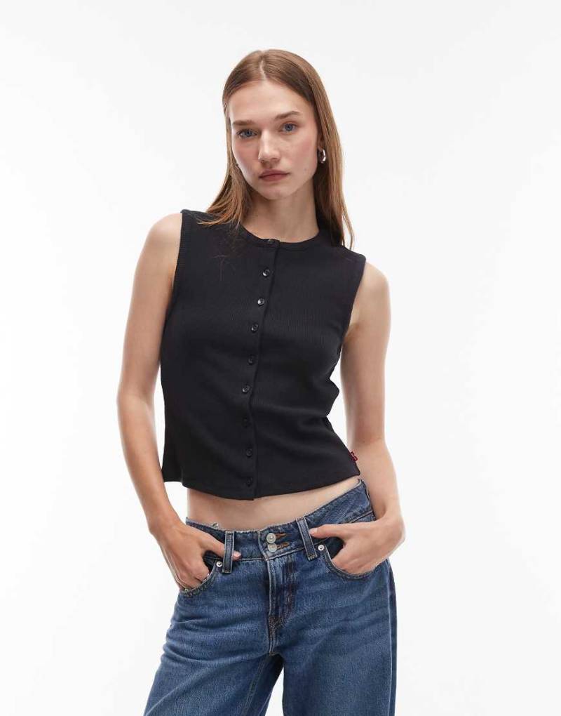 Levi's - Rory - Ärmelloses Oberteil in Schwarz mit Knopfleiste von Levi's