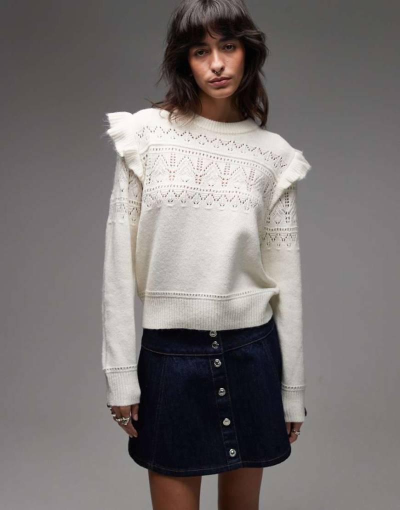 Levi's - Shane - Strickpullover in Weiß mit Flatterärmeln von Levi's
