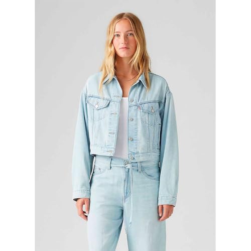 Levi's Damen Shrunken '90s Jacke aus Leinen Denim Luxury Trip Blue L von Levi's