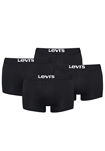Levi's Solid Basic Herren Boxershorts Unterwäsche aus Bio-Baumwolle im 4er Pack, Farbe:Black, Bekleidungsgröße:M von Levi's
