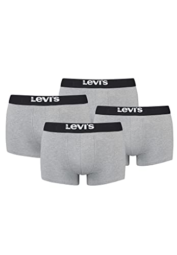 Levi's Solid Basic Herren Boxershorts Unterwäsche aus Bio-Baumwolle im 4er Pack, Farbe:Middle Grey Melange, Bekleidungsgröße:L von Levi's