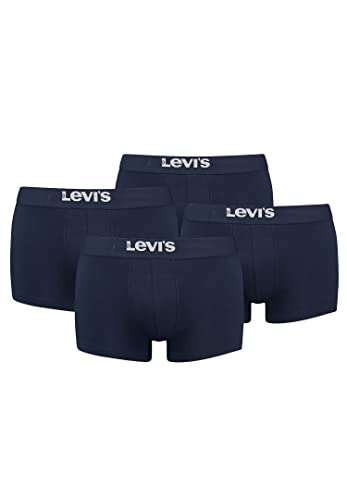 Levi's Solid Basic Herren Boxershorts Unterwäsche aus Bio-Baumwolle im 4er Pack, Farbe:Navy, Bekleidungsgröße:L von Levi's