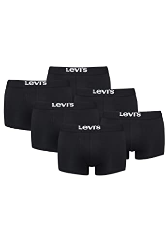 Levi's Solid Basic Herren Boxershorts Unterwäsche aus Bio-Baumwolle im 6er Pack, Farbe:Black, Bekleidungsgröße:L von Levi's