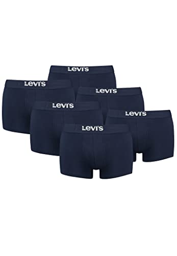 Levi's Solid Basic Herren Boxershorts Unterwäsche aus Bio-Baumwolle im 6er Pack, Farbe:Navy, Bekleidungsgröße:M von Levi's