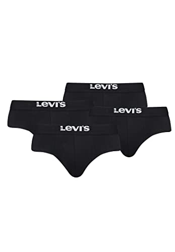 Levi's Solid Basic Herren Slips Unterwäsche aus Bio-Baumwolle im 4er Pack, Farbe:Black, Bekleidungsgröße:L von Levi's
