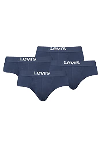 Levi's Solid Basic Herren Slips Unterwäsche aus Bio-Baumwolle im 4er Pack, Farbe:Navy, Bekleidungsgröße:L von Levi's