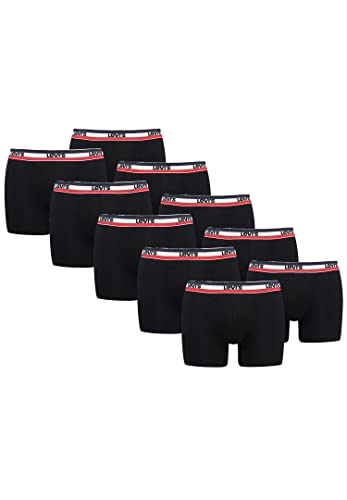 Levi's Sportswear Logo Herren Boxershorts Unterwäsche aus Bio-Baumwolle im 10er Pack, Farbe:Black, Bekleidungsgröße:M von Levi's