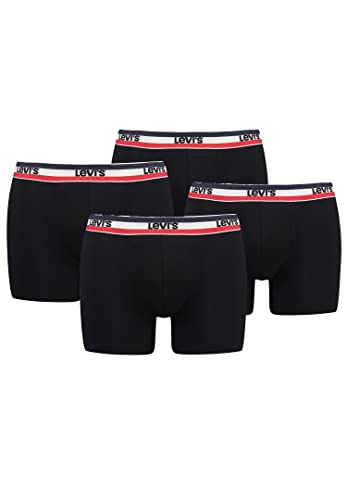 Levi's Sportswear Logo Herren Boxershorts Unterwäsche aus Bio-Baumwolle im 4er Pack, Farbe:Black, Bekleidungsgröße:XL von Levi's