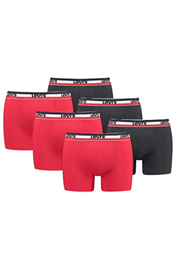 Levi's Sportswear Logo Herren Boxershorts Unterwäsche aus Bio-Baumwolle im 6er Pack, Farbe:Red/Black, Bekleidungsgröße:L von Levi's