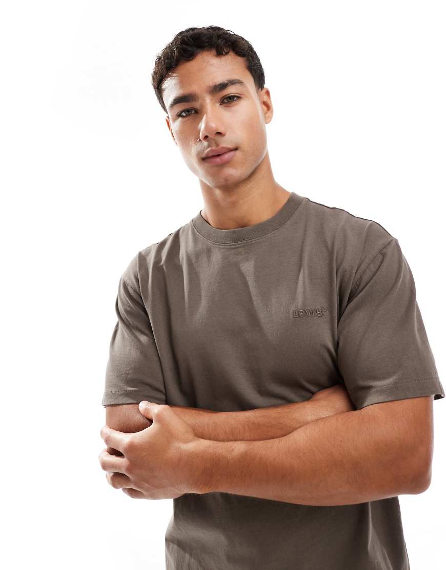 Levi's - Stückgefärbtes Oversize-T-Shirt in Khakigrün mit farblich abgestimmtem Logo im Vintage-Stil von Levi's