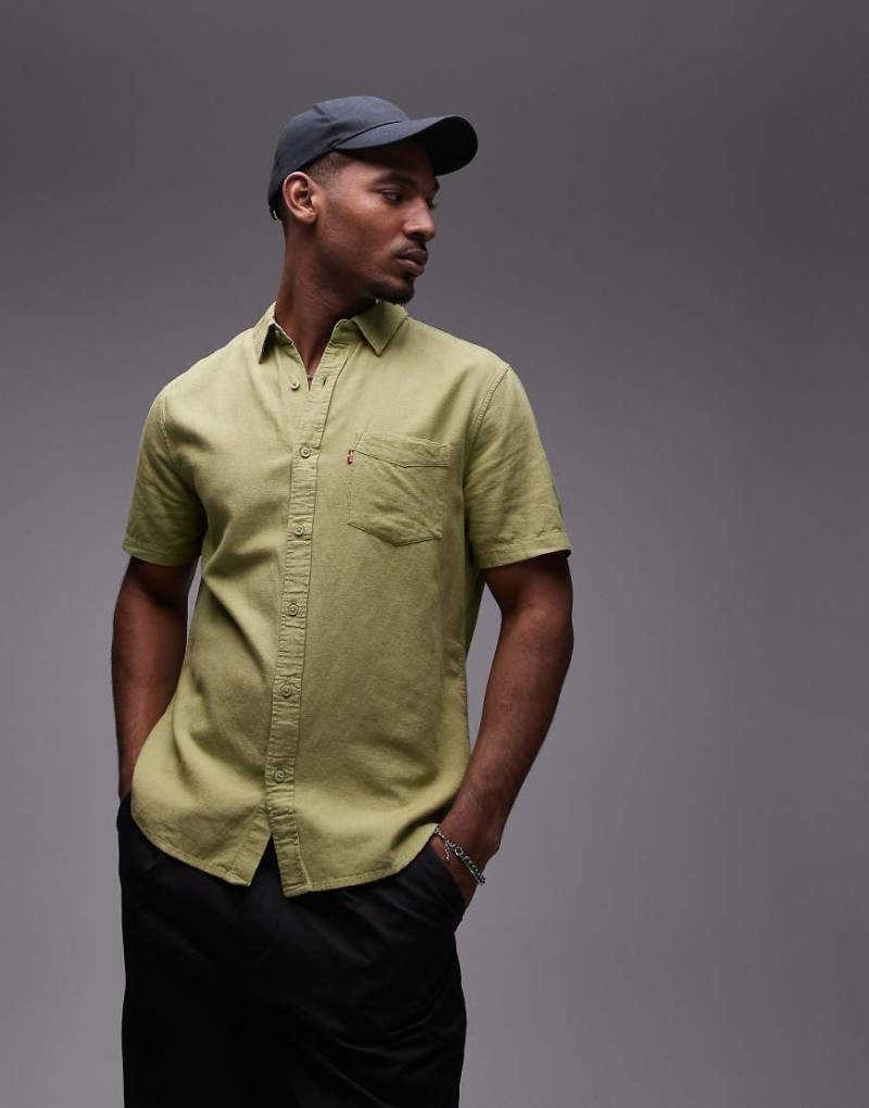Levi's - Sunset - Kurzärmliges Hemd aus Leinen-Baumwollmix in Grün in regulärer Passform von Levi's