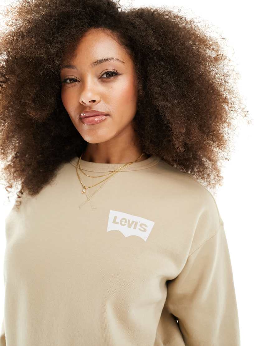 Levi's - Sweatshirt in Hellbraun mit kleinem Fledermaus-Logo von Levi's