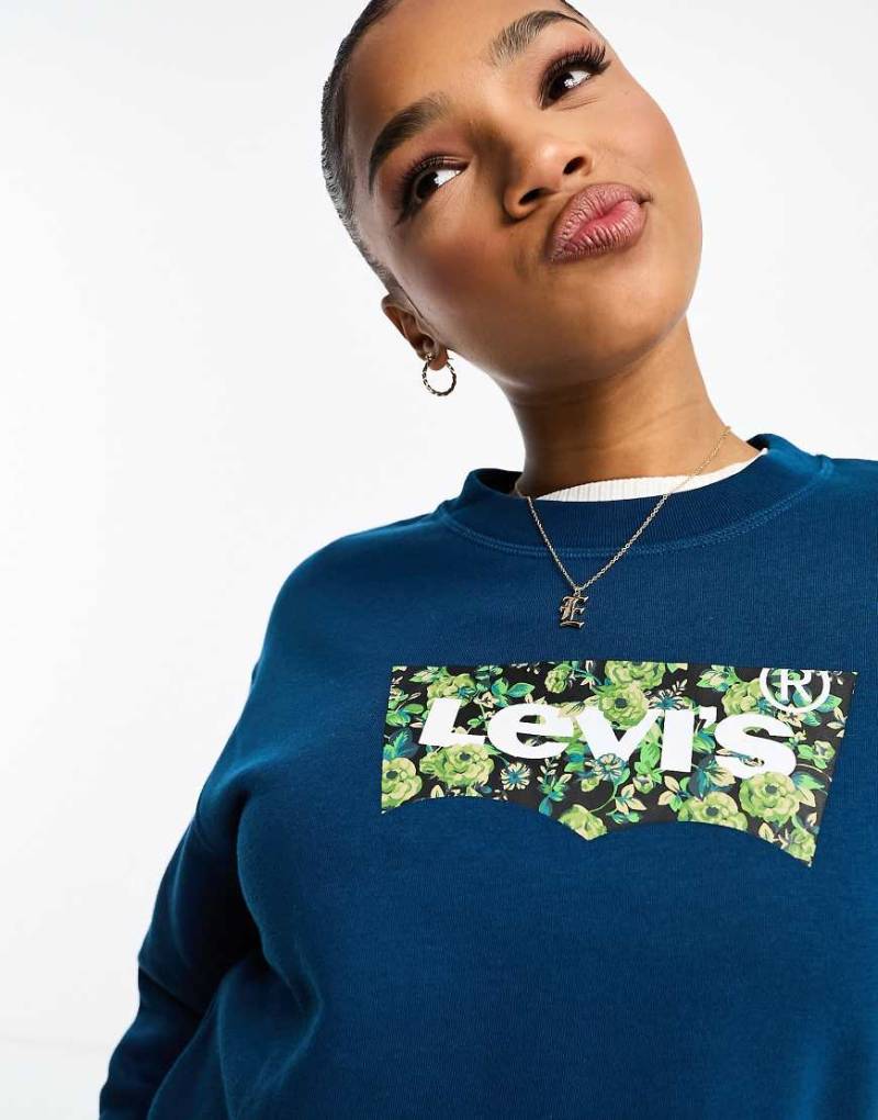 Levi's - Sweatshirt in Marineblau mit Fledermaus-Logoprint auf der Brust von Levi's