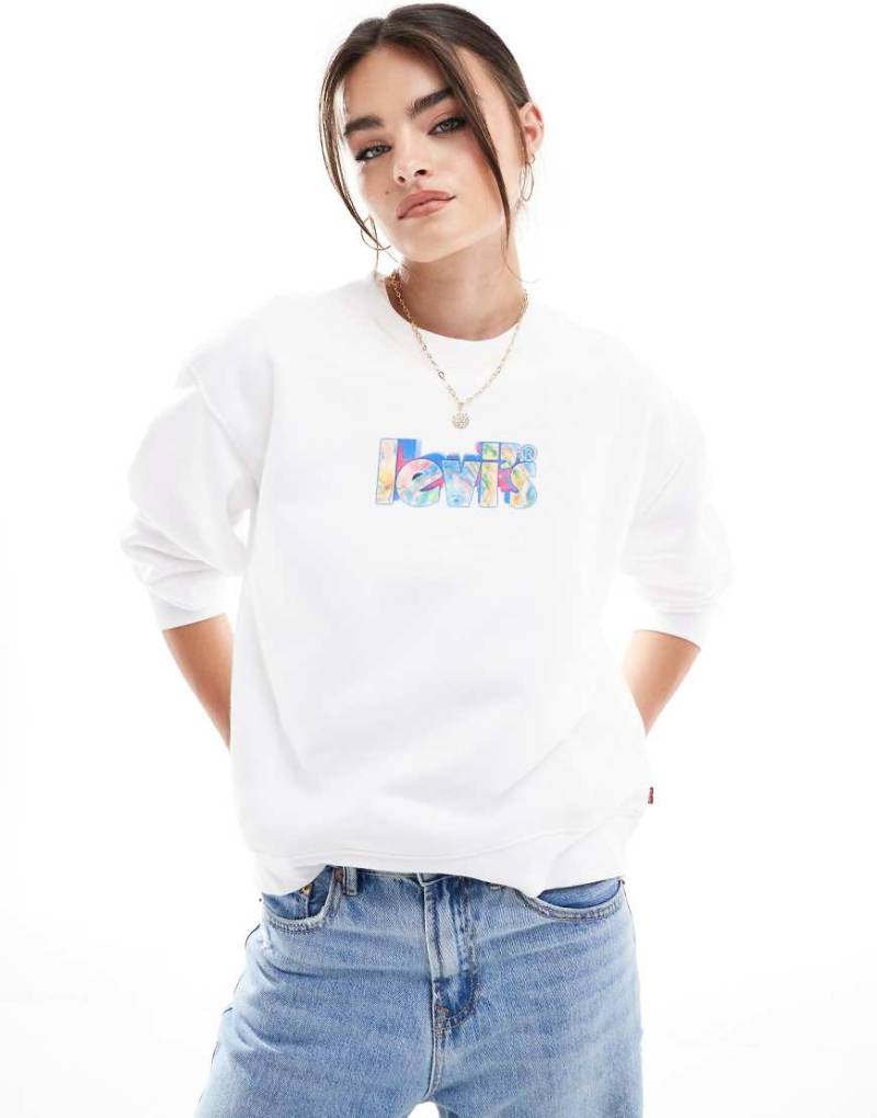 Levi's - Sweatshirt in Weiß mit marmoriertem Poster-Logo von Levi's