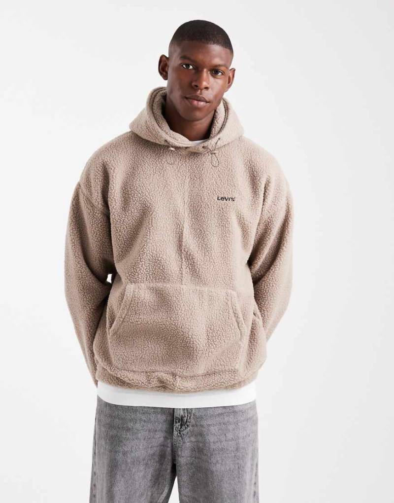 Levi's - Teddy-Kapuzenpullover in Beige mit farblich abgestimmtem Logo-Neutral von Levi's