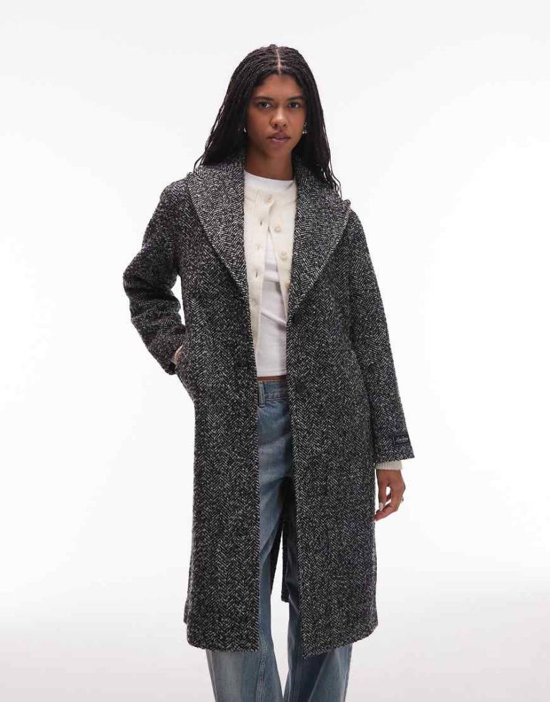 Levi's - Tessa - Langer Wollmantel in Schwarz mit Fischgrätmuster Levi's - Tessa - Langer Wollmantel in Schwarz mit Fischgrätmuster von Levi's