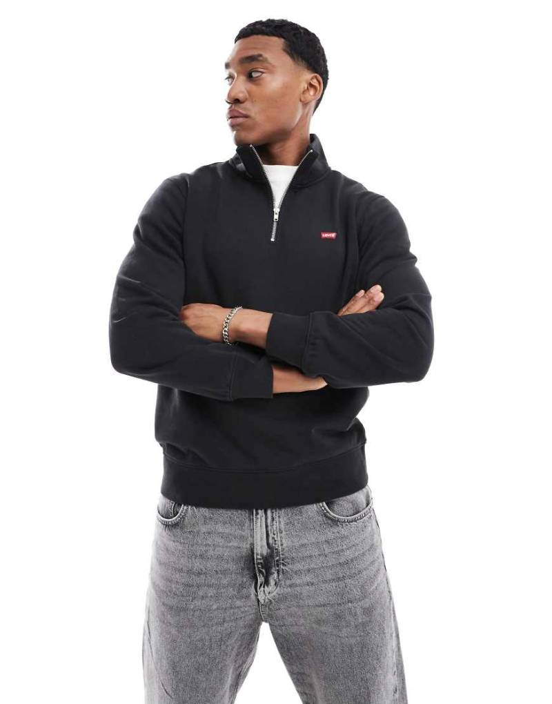 Levi's - The Original Hallmark - Schwarzes Sweatshirt mit kurzem Reißverschluss und Logo von Levi's
