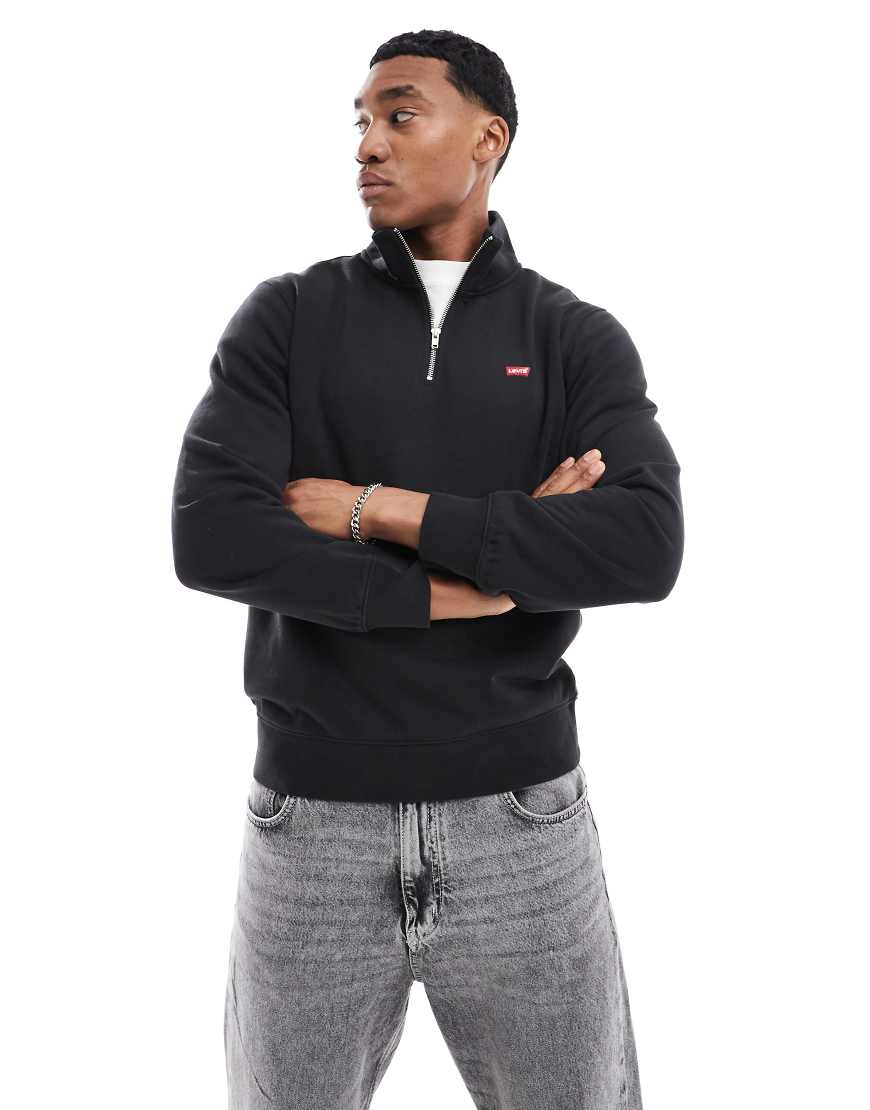 Levi's - The Original Hallmark - Schwarzes Sweatshirt mit kurzem Reißverschluss und Logo von Levi's