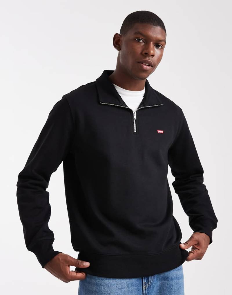 Levi's - The Original Hallmark - Schwarzes Sweatshirt mit kurzem Reißverschluss und Logo von Levi's