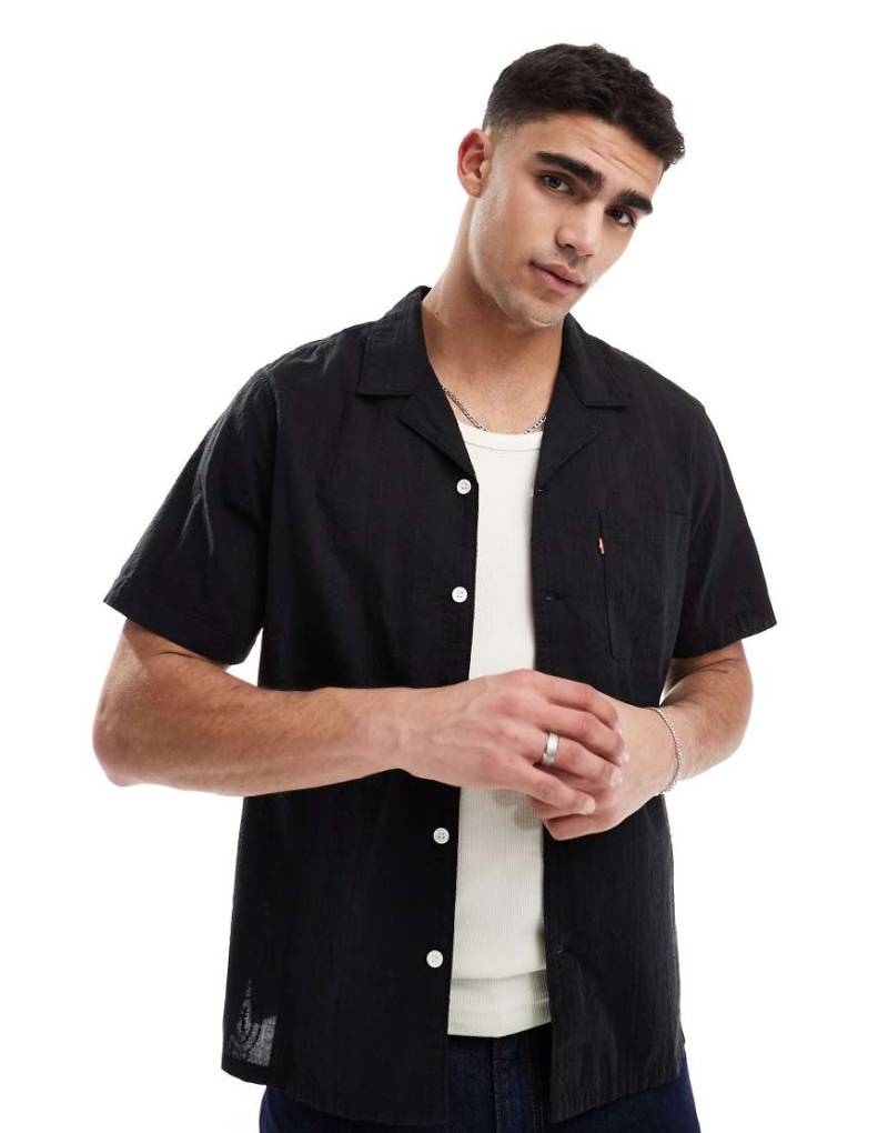 Levi's - The Sunset Camp - Kurzärmliges Hemd aus Baumwollgaze in Schwarz mit Reverskragen und Streifen von Levi's