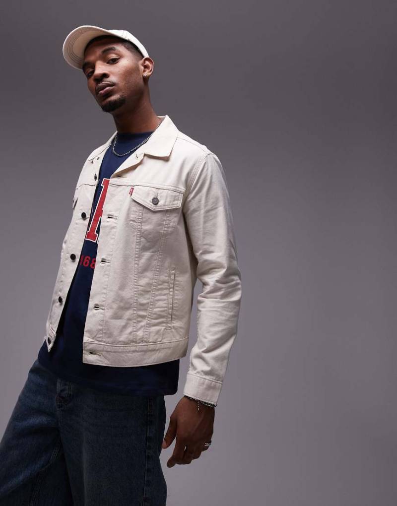 Levi's - Trucker-Jacke aus Baumwoll-Leinenmix in Ecru-Weiß von Levi's