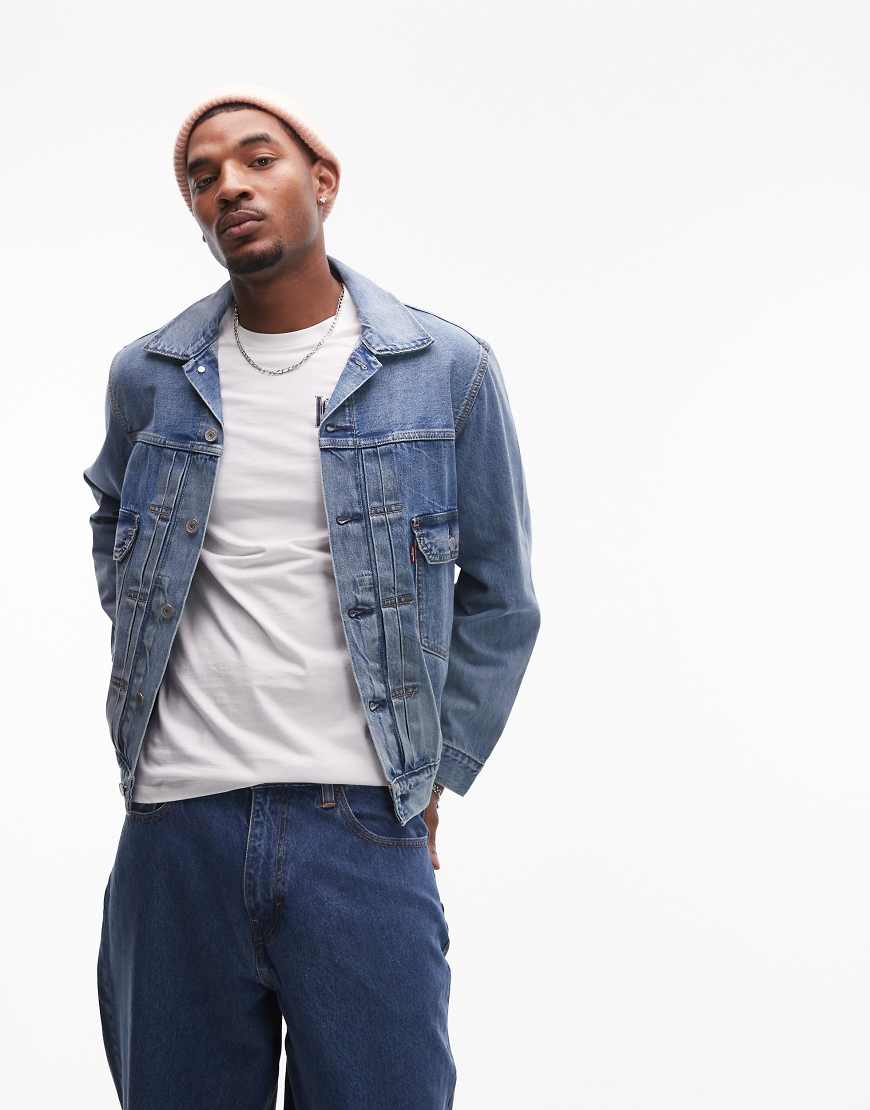 Levi's - Type 2 - Trucker-Jacke aus Selvage-Denim in mittlerer Waschung-Blau Levi's - Type 2 - Trucker-Jacke aus Selvage-Denim in mittlerer Waschung-Blau von Levi's