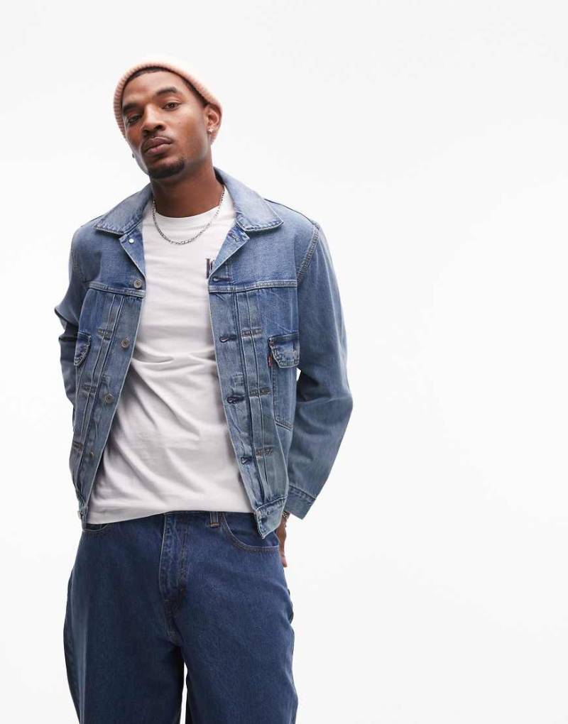 Levi's - Type 2 - Trucker-Jacke aus Selvage-Denim in mittlerer Waschung-Blau von Levi's