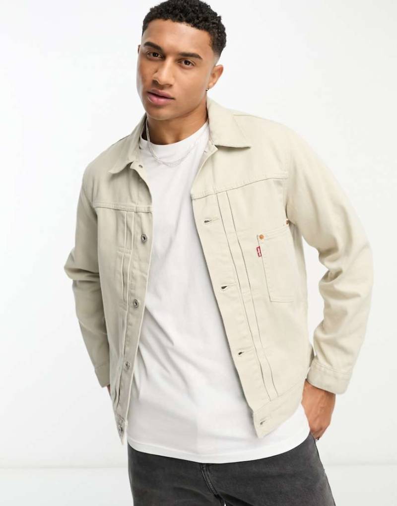 Levi's - Type I - Truckerjacke aus Denim in Creme Cord mit Tasche-Weiß von Levi's