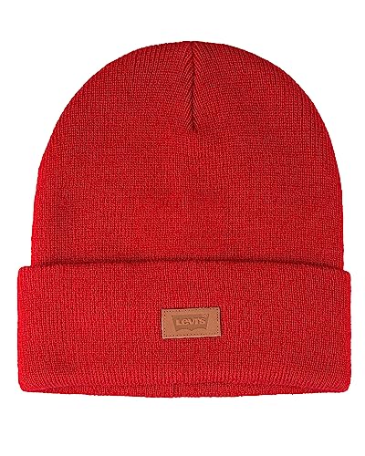Levi's Uni-Erwachsene Ganzjahres-Helden, Weich, Gestrickt, mit Bündchen, Warm und Bequem, für Jeden Tag Beanie-Mütze, Rot/Ausflug, einfarbig (Getaway Solids), Einheitsgre von Levi's