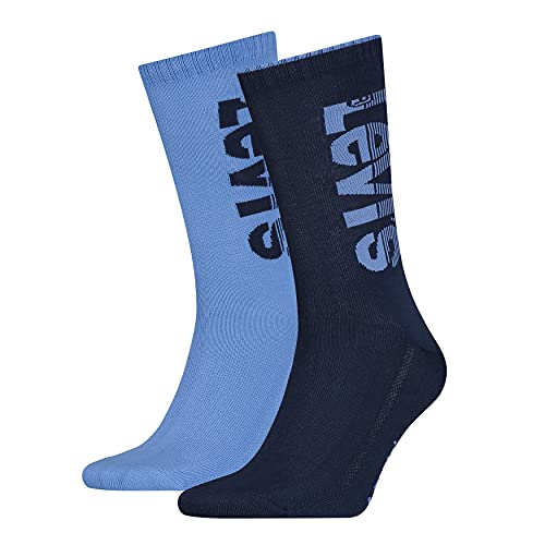 Levi's Unisex-Adult Diagonal Logo Regular Cut 2 Pack Classic Sock, Blue Combo, 39/42 von Levi's