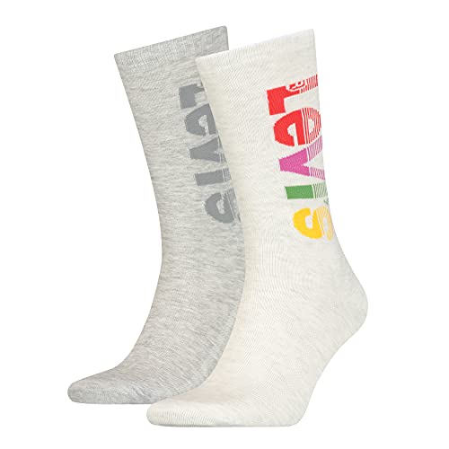 Levi's Unisex-Adult Diagonal Logo Regular Cut 2 Pack Classic Sock, White/Grey Melange, 39/42 von Levi's