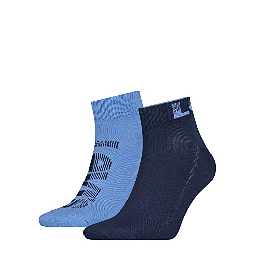 Levi's Unisex-Adult Logo Mid Cut Socks 2 Pack Quarter, Blue Combo, 39/42 von Levi's
