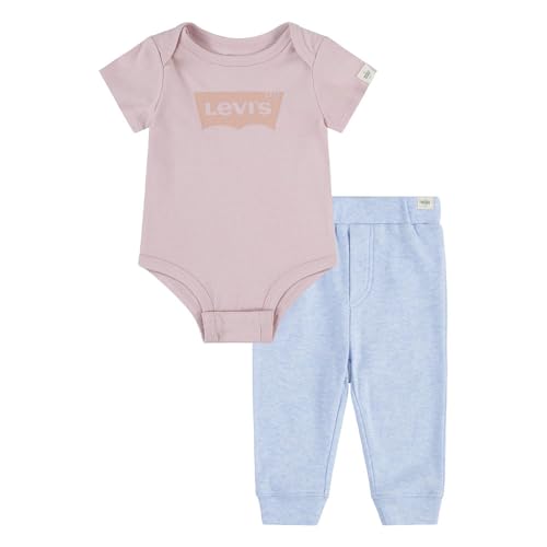 Levi's Unisex Baby LVN Batwing Bodysuit Set 6EK336 Abgestimmte Outfits, Peachskin, NB0-3 von Levi's