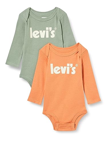 Levi's Unisex Baby Lhn Poster Logo 2 Stück L/S Bodysu Nl0308 Overall, Lily Pad, 6 Monate von Levi's