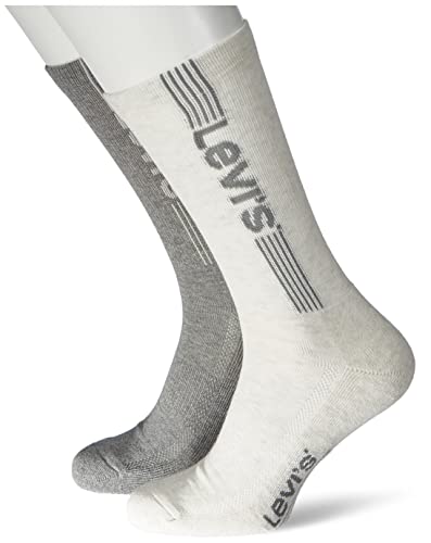 Levi's Unisex Classic Crew Sock, Mid Grey Melange/ Marshmallow, 39/42, 2er Pack von Levi's