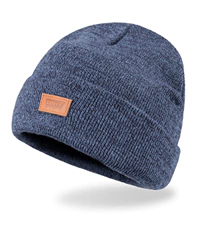 Levi's Unisex-Erwachsene Ganzjahresmütze mit Bündchen Beanie-Mütze, Blau meliert, Einheitsgre von Levi's