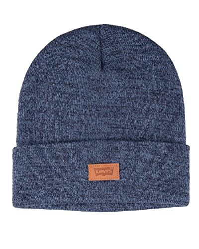 Levi's Unisex-Erwachsene Ganzjahres-Helden, Weich, Gestrickt, mit Bündchen, Warm und Bequem, für Jeden Tag Beanie-Mütze, Blau meliert, Einheitsgre von Levi's