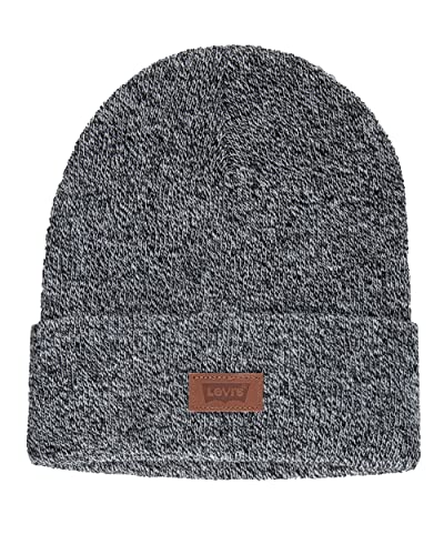 Levi's Unisex-Erwachsene All Season Comfy Leather Logo Patch Cuffed Hero Beanie-Mütze, Grau meliert, Einheitsgre von Levi's