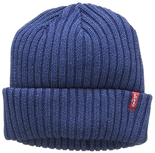 Levi's Unisex Indigo Ribbed Beanie Strickmütze, Blau (Dark Blue), One size von Levi's