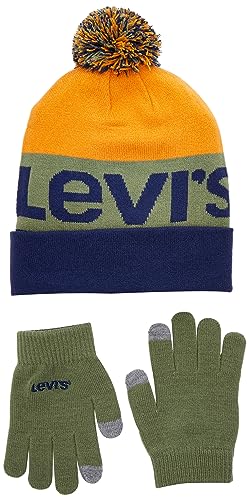 Levi's Unisex LAN and Glove Set 9A8550 Beanie, Ozeanhöhle, Einheitsgröße von Levi's