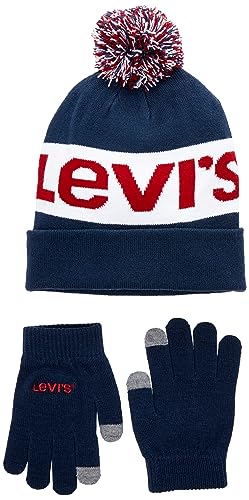 Levi's Unisex LAN and Glove Set 9A8550 Beanie-Mütze, Dress Blues, Einheitsgröße von Levi's