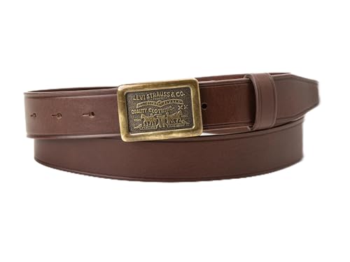 Levi's Unisex Plakette Gürtel Two Horse Logo Platte Belt, Dunkelbraun, 110 cm von Levi's