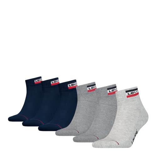 Levi's Unisex Quarter Socken, Grau/Blau, 39/42 (6er Pack) von Levi's