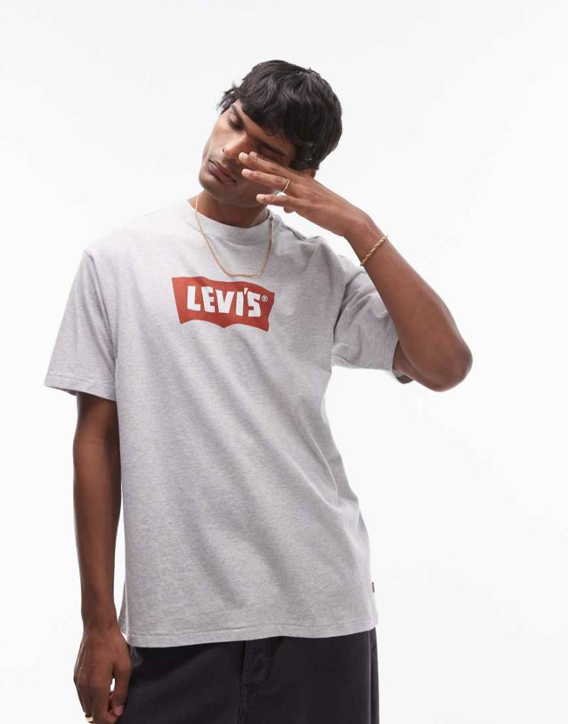 Levi's - Vintage - Locker geschnittenes T-Shirt in meliertem Hellgrau mit mittigem Fledermaus-Logo von Levi's